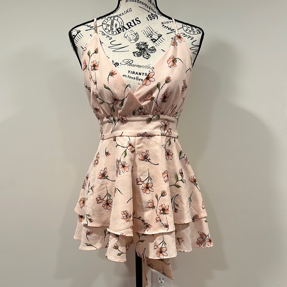 Forever 21 Blush Pink Floral Tiered Mini Dress